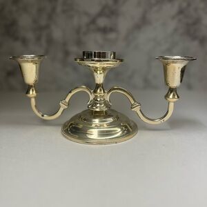Vintage Silver-Plated Triple Arm Low Candelabra Ornate Made In England
